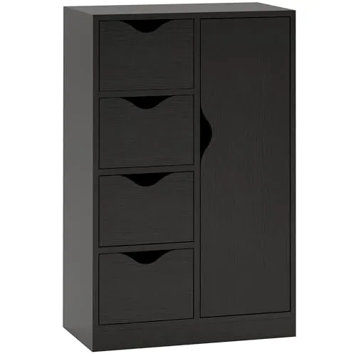 HOMCOM Aufbewahrungsmöbel Buffet Kommode modern 1 Schrank und 4 Schubladen
