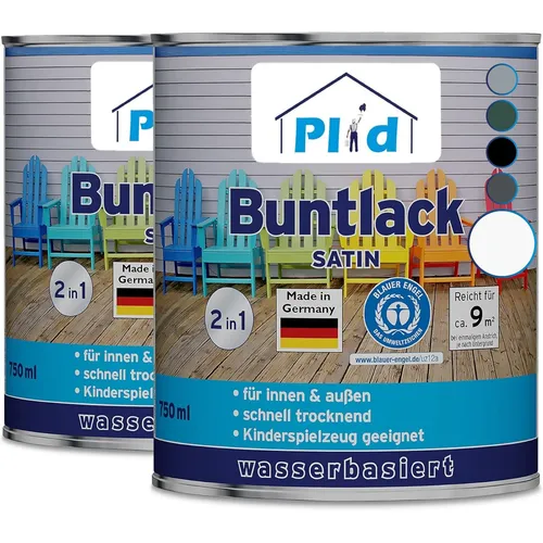 Buntlack 0,75L - Weiß, Holzfarbe für Türen - Farben & Lacke: Ideal für Holzbauteile und Metalle, kinderfreundlich nach DIN EN 71.3, für innen und außen geeignet.
