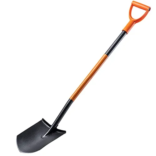 KADAX Spaten, L: 125 cm, Gärtnerspaten, Gartenschaufel mit Stahlstiel, Schaufel, Grabschaufel, Grabspaten für Garten, Pflanzspaten, Gartenspaten mit Metallgriff (Spitz, schwarz/orange)