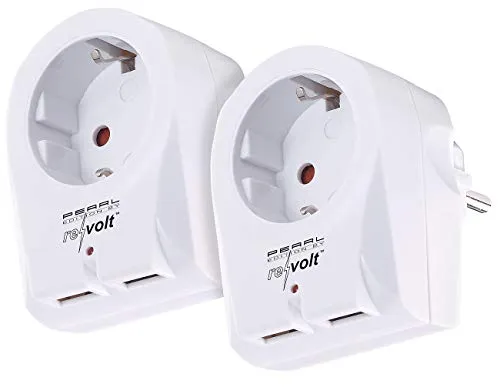 revolt Aufputz Steckdose USB: 2er-Set 2in1-Steckdosen mit 2-Fach-USB-Netzteil, Überspannungsschutz (Aufputz Steckdosenleiste, USB-Steckdose 230V, Anschluss)