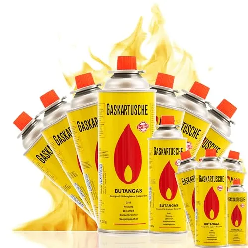 TruWare Just Camp Gaskartuschen 227g Typ MSF-1A – Universelle Ventilkartusche für Campingkocher - Zuverlässige Energiequelle für Campingkocher und Gasheizungen. Einfacher Bajonettverschluss sorgt für schnelles und sicheres Anschließen. Ideal für Outdoor-Aktivitäten, kompakt und leicht für unterwegs. Jede Kartusche enthält 227g Butangas für konstante Leistung.