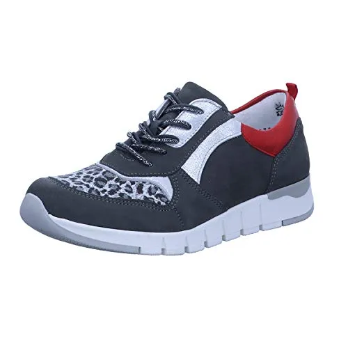 Waldläufer H-Petra 908H02-400-829 - Bequeme Damen Halbschuhe in Grau - Halbschuhe für Damen mit herausnehmbarem Fußbett, ideal für individuelle Einlagen. Hoher Tragekomfort dank gepolsterter Zunge und rutschhemmender Laufsohle.