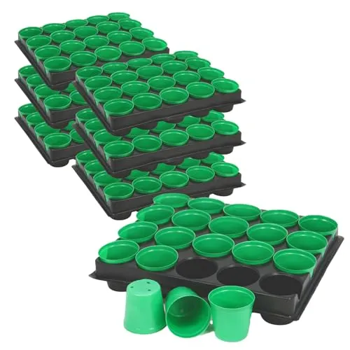 com-four® 120x Anzuchttöpfe mit Pflanzschalen - Pflanzkasten - Saatschale zum Anzüchten von Pflanzen - Anzucht-Set für 120 Pflanzen - Pflanzschalen mit Tablett (Pflanztöpfeset 2)