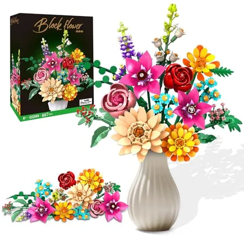 IKIDSUN Blumen-Bauset mit 887 Teilen
