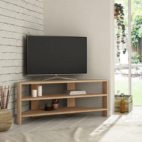 Skye Decor Thales TV-Schränke, Eichenfarbig, 45x114x36 cm - Moderner TV-Schränke aus 100% melaminbeschichteten Spanplatten. Bietet idealen Stauraum für Mediengeräte und schafft durch sein elegantes Design eine einladende Wohnatmosphäre.