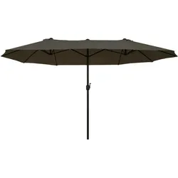 Outsunny Doppelsonnenschirm 455 x 265 cm - UV Schutz mit Handkurbel - Sonnenschirm für Garten, Terrasse oder Strand, bietet durch großen Bezug mehr Schatten und hohe Stabilität dank Metallstreben. Mit Handkurbel für einfaches Öffnen und Schließen.