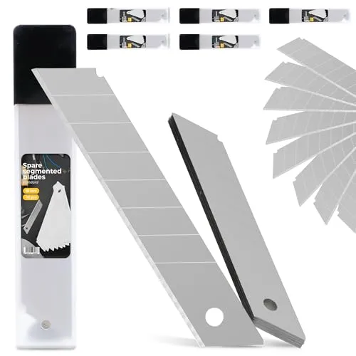 50x Abbrechklingen 18 mm Cuttermesser Klingen Cuttermesserklingen Teppichmesser Cutter Ersatzklingen Kattermesserklinge Gerade Schneide Hochwertigem Stahl Scharf