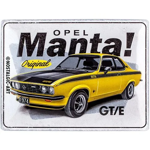 Nostalgic-Art Retro Garagen Blechschild - Opel Manta 30x40cm - Vintage Metallschild im Querformat mit 3D-Effekt, ideal für Garage oder Werkstatt, gefertigt in Deutschland und perfekt für Nostalgiefans.