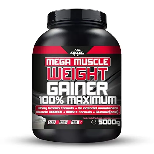 BWG Mega Muscle Weight Gainer 100% Maximum - Mega Chocolate - Sportnahrung für HardGainer und Massephasen, bietet hohen Kohlenhydratgehalt und exzellentes Aminosäurenprofil für effektiven Kraftaufbau.