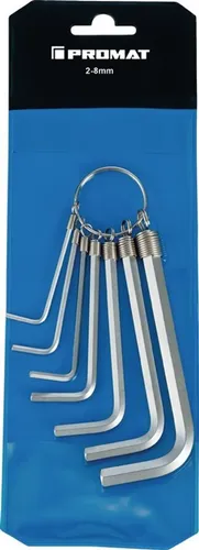 Winkelschraubendrehersatz 7-tlg.ku.-tasche Sw 2-8mm Kurz Am Ring S2-stahl Promat