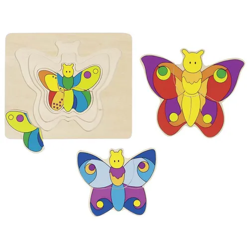 goki Schichtenpuzzle Schmetterling 57899 - Holzspielzeug Puzzle 11 Teile