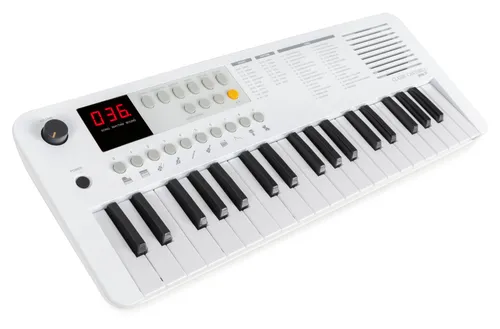 Classic Cantabile MINI-37 Keyboard weiß-grau - Kinderinstrumente mit 37 Mini-Tasten, 100 Sounds und Rhythmen, ideal für kleine Musiker und mobil durch USB-C oder Batterien.