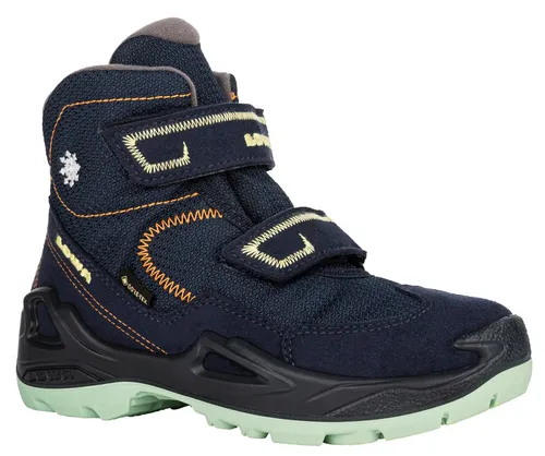 Lowa Winterschuhe Milo GTX - Wasserdichte Kinder Wanderschuhe in Navyblau - Wasserdicht und flexibel, ideal für winterliche Abenteuer. Mit praktischem Klettverschluss für schnelles An- und Ausziehen. Perfekt für aktive Kinder!