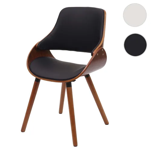 Esszimmerstuhl HWC-D23 - Retro-Design in Schwarz - Stuhl im Retro-Design mit Kunstlederbezug, abgerundeten Ecken und Armlehnen für hohen Sitzkomfort. Ideal für Esszimmer und Küche, bringt schlichte Eleganz in Ihr Zuhause.
