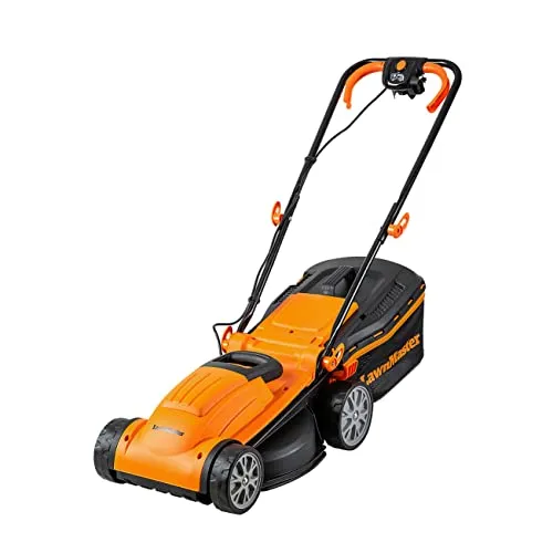 Lawnmaster MEB1434M Elektro Rasenmäher 1400W - Sichelmäher mit 34 cm Schnittbreite, 6-facher Schnitthöhenverstellung und kraftvollem 1400W Motor, ideal für Gärten bis 300㎡.