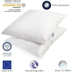 2er Set Federkissen 80x80 cm – 1000 g Gänsefedern für perfekten Schlafkomfort