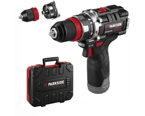 PARKSIDE PERFORMANCE® Akku-Drehschlagschrauber 12V PSBSAP 12 Solo - Kompakter 12 V Akku-Schlagbohrschrauber mit bürstenlosem Motor für hohe Langlebigkeit. Mit Schnellspannbohrfutter, LED-Arbeitsleuchte und ergonomischem Softgrip für komfortables Arbeiten. Lieferung im praktischen Aufbewahrungskoffer.