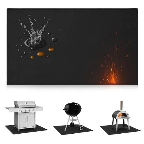 HEAT Grillmatte für Gasgrill 61x102cm, Grillmatten für Holzkohle, BBQ Grillmatten, Grillunterlage, Grillteppich, BBQ Zubehör, Rechteck