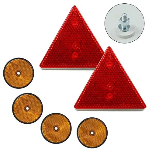 Anhänger Reflektor Set Dreieck Rückstrahler gelb Seitenstrahler Orange LKW