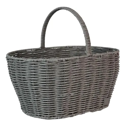 UNUS Kinder-Einkaufskorb Weidenkorb Groß für den Kaufladen Picknickkorb Osterkorb grau mit Griff