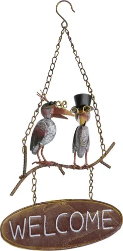 Metall Welcome Hängedeko mit Vögeln - Charmante Wanddeko für Garten & Balkon - Einladende Hängedeko mit zwei liebevoll gestalteten Vögeln aus robustem Metall. Ideal für Eingang und Balkon, bringt sie Humor und Persönlichkeit in Ihren Außenbereich. Wetterbeständig und in Vintage-Rost-Optik, perfekt als Geschenk!