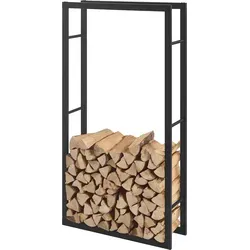 [en.casa] Kaminholzregal 75x150x25cm - Praktisches Brennholzregal - Aschesauger - Das pulverbeschichtete Stahlregal bietet eine ordentliche Lagerung von Feuerholz und schützt vor Bodenfeuchtigkeit, ideal für Innen- und Außenbereich.
