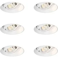 Qazqa LED Einbaustrahler 105193, GU10, Aluminium, 1-flammig - Set aus 6 modernen Einbaustrahlern für ein elegantes und nahtloses Deckenfinish. Mit verstellbarer GU10-Lichtquelle für warme, fokussierte Beleuchtung - ideal für stimmungsvolle Akzente in Wohnräumen, Küchen und Fluren.