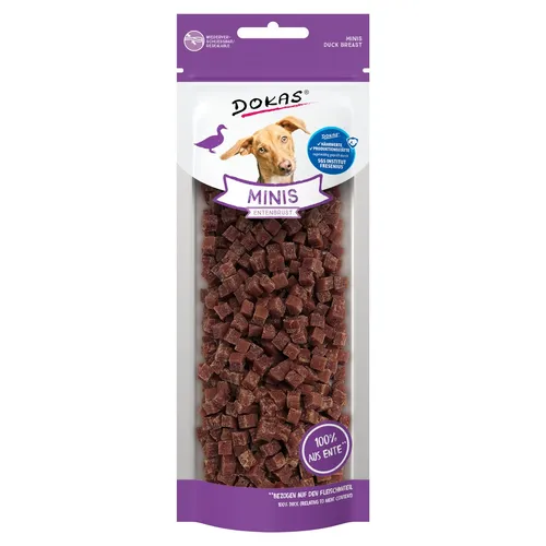 Dokas Snack Minis Entenbrust 70g - fettarme Trainingssnacks aus 100 % Entenbrustfilet, ideal für unterwegs und unterstützt die Fettverbrennung mit L-Carnitin