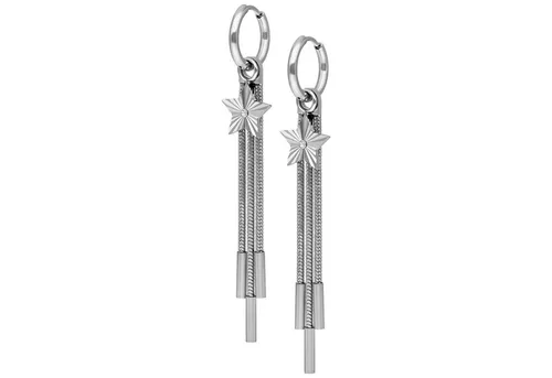 Wildcat Ohrringe - Little Shooting Star Hoops - Silber - Auffallende Ohrringe aus hochwertigem Chirurgenstahl 316L, die sowohl durch normale Ohrlöcher als auch durch Tunnel getragen werden können. Langlebig und hautverträglich, ideal für jeden Anlass.