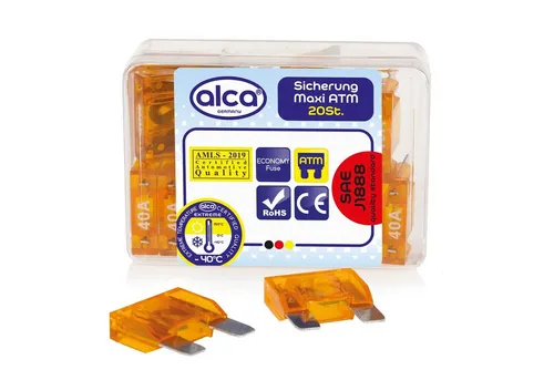 alca Sicherheitsrelais Maxi-Sicherung 40A, 20 St. Economy Box orange Maxi Flachsicherung, (20-St)