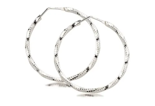 Schöner-SD Paar große Silbercreolen, 925 Silber, rund gemustert - Modische Creolen aus glitzerndem 925 Silber, Größe 30mm und pflegeleicht. Ideal für jeden Anlass und perfekt kombinierbar!