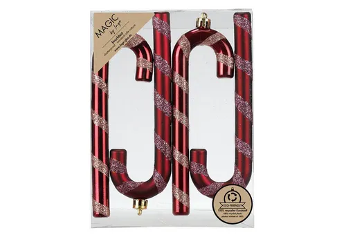 MAGIC by Inge Christbaumschmuck, Christbaumschmuck Zuckerstangen 14cm Kunststoff 4er Set - Bordeaux Red