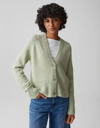 OPUS Damen Strickjacke DASSI | Alpaka Wollmix Cardigan in Soft Matcha - Strickjacke für Damen aus hochwertigem Alpaka Wollmix, ideal für Büro und Freizeit. Lässige Eleganz mit lockerer Passform und zeitlosem Design.