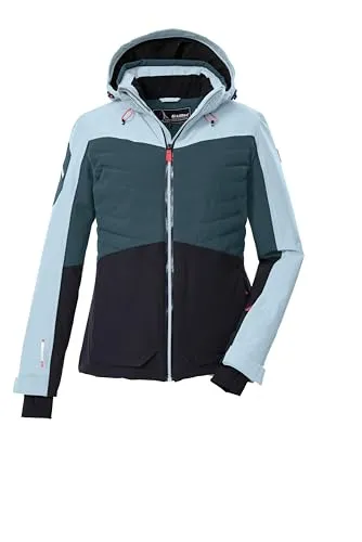 KILLTEC Damen Funktionsjacke KSW 30 WMN SKI JCKT - Wasser- und winddichte Skijacke mit angesagtem Colourblock Design, atmungsaktiv und aus recyceltem Material. Ideal für Pistenabenteuer und schützt vor Kälte.