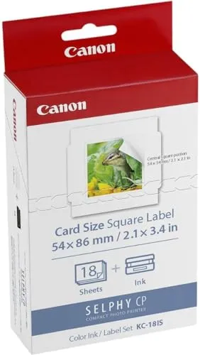 Canon KC-18 IS Sticker-Papier für Selphy Drucker - 18 quadratische 5x5 cm Sticker, ideal für kreative Dekorationen und Projekte