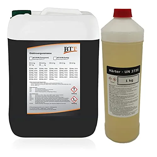 BTT-EVM Elektrovergussmasse RAL 9017 Vekehrsschwarz (625g) auf 2K Epoxidharz Basis, IP68 bis 1000 Volt