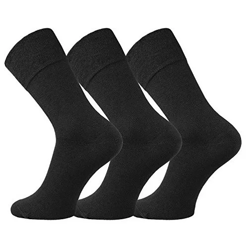 TippTexx 24 6 Paar glatte Wellness-Socken, Baumwoll-Socken mit weitem Komfort-Bund (DE/NL/SE/PL, Numerisch, 47, 50, Regular, Regular, Schwarz)
