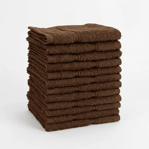 Vency Premium 12er-Pack Gästehandtücher Handtücher für Gesicht und Hände – 100% Baumwolle, weich und saugfähig – 30x30 cm, Braun