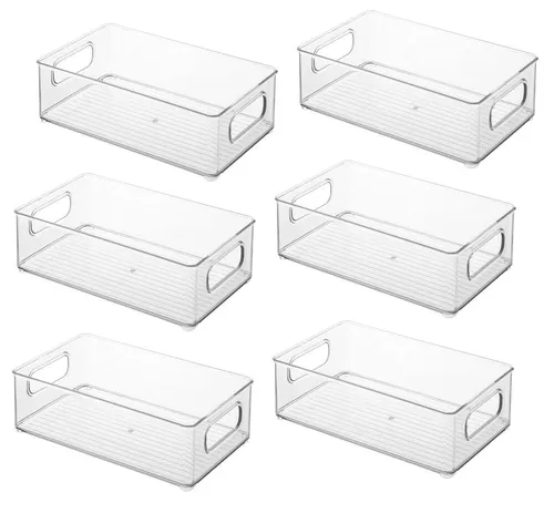 BAYLI Pizzaschneider 6er Set - Kühlschrank Organizer - 6er Set Aufbewahrungsboxen für den Kühlschrank, stapelbar und transparent. Perfekt zur Organisation von Lebensmitteln und zur Vermeidung von Verschwendung.