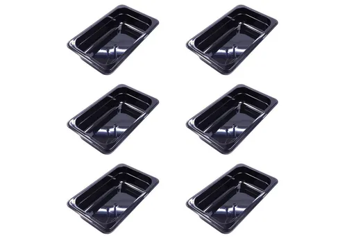 AcMax Salatschüssel GN 1/4 Polycarbonat schwarz 1,8 Liter - Praktische Salatschüssel aus robustem Polycarbonat, ideal für die Gastronomie. Mit 1,8 Litern Volumen und 65 mm Tiefe perfekt für die Präsentation von Speisen.