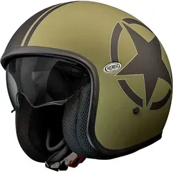Premier Offener Helm Vintage Star Military BM XL - Motorradhelm mit herausnehmbarer und waschbarer Innenausstattung sowie atmungsaktiver Nackenrolle für optimalen Komfort und Sicherheit.