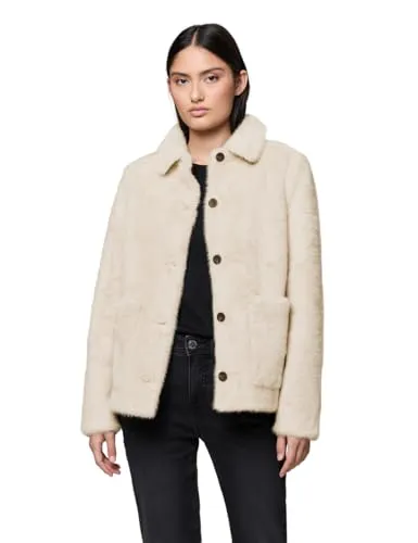 Street One Studio Damen Fake Fur Overshirt - Boleros für Damen, kuschelige Jacke mit Hemdkragen und Knopfleiste, ideal für gemütliche Outfits in der kalten Jahreszeit.