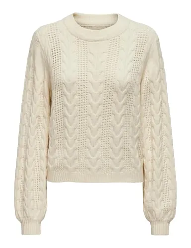 ONLY Female Strickpullover ONLRUBINA Ls Cable O-Neck KNT Noos, Whitecap Gray, XL - Eleganter Damenpullover mit weicher Haptik und regulärer Passform, ideal für stilvolle Looks in jeder Jahreszeit.