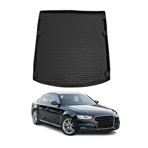 OMAC Kofferraummatte für Audi A4 Limousine B8 (2008-2015) - Fahrzeugspezifische Kofferraummatte aus Gummi, wasserdicht und rutschfest für optimalen Schutz und einfache Reinigung – ideal für den Innenraum Ihres Audi A4.
