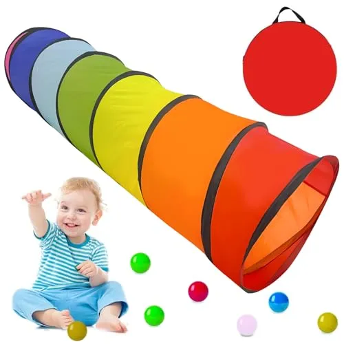 cm Spieltunnel für Kinder – 46 cm runde Öffnung Babytunnel Bunter Pop-Up-Krabbeltunnel Regenbogen-Spieltunnel für Jungen und Mädchen Haustiere Spielen drinnen draußen Krabbeltunnel (7 Farben) 180