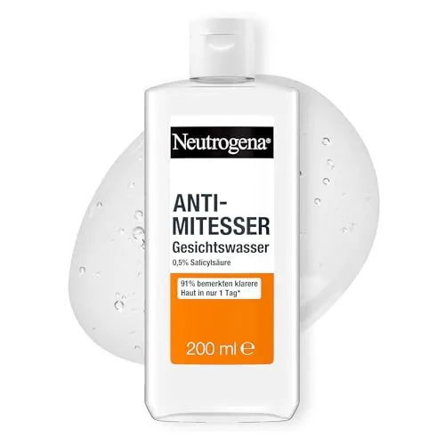 Neutrogena Anti-Mitesser Gesichtswasser 200 ml - Gesichtsreiniger mit 0,5% Salicylsäure, reduziert nachweislich Mitesser und fördert klarere Haut in nur 1 Tag. Nachhaltige Verpackung aus 50% recyceltem Plastik.