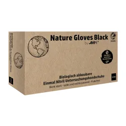 AMPri Handelsgesellschaft mbH Nature Gloves Nitrilhandschuhe, puderfrei, schwarz, Unsterile und reißfeste Einmalhandschuhe mit Fingerspitzentexturierung, 1 Packung = 100 Stück, Größe XS 118-108-XS
