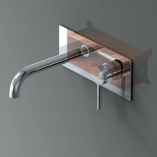 Wandarmatur Silber WA112 - Elegante Badarmatur für Waschbecken - Moderne Unterputz-Wandarmatur aus verchromtem Messing, korrosionsbeständig und leicht zu reinigen. Ideal für stilvolle Badezimmer mit nur einem Griff.