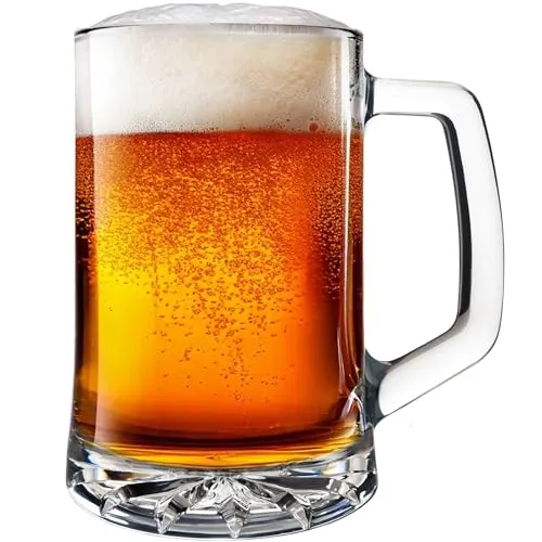 KONZEPT Bierkrug 0,5 Liter 4er Set – Biergläser mit Henkel, schweres Bierglas mit verstärktem Boden, spülmaschinenfest