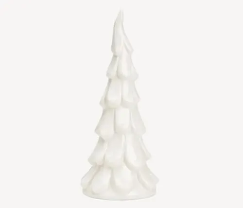 Deko Tannenbaum aus Keramik in Weiß, Stilvole Weihnachts oder Winterdeko für Ihr Zuhause, Tisch & Fensterbank (9x18x9)